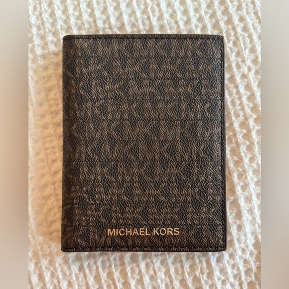 Michael Kors Other - Michael Kors Brown and Black Monogram Card & Passport Sleeve NWOT